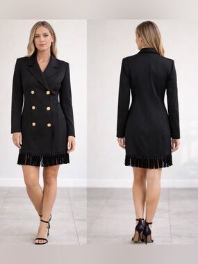 VENUS Fringe Hem Mini Blazer Dress NWT